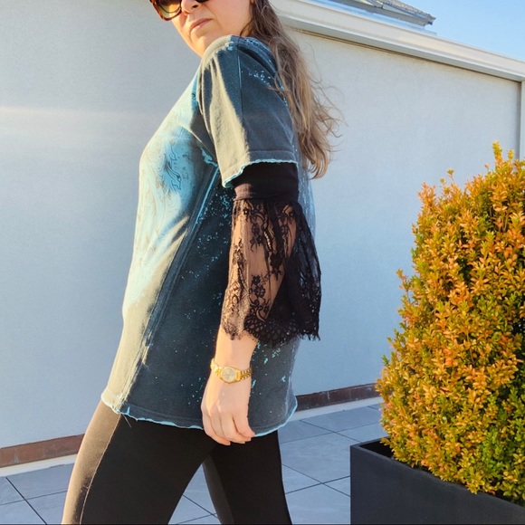 HELIX Tattoo Scull Heart Crown Graphic 3D Patch Shirt L - Picture 5 of 16